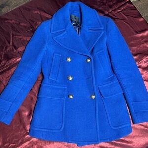 J. Crew Royal Blue Pea Coat with Gold Buttons